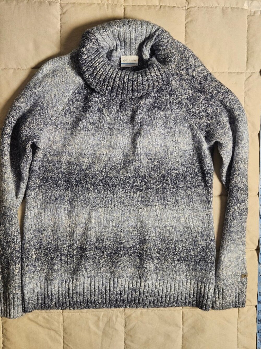 Columbia Cowl Neck Sweater Womens L Gray Marled Knit Turtleneck